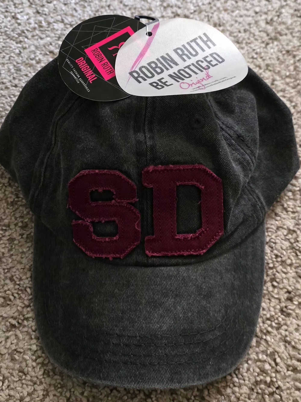 Robin Ruth San Diego SD Black Adjustable Unisex One Size Baseball Cap